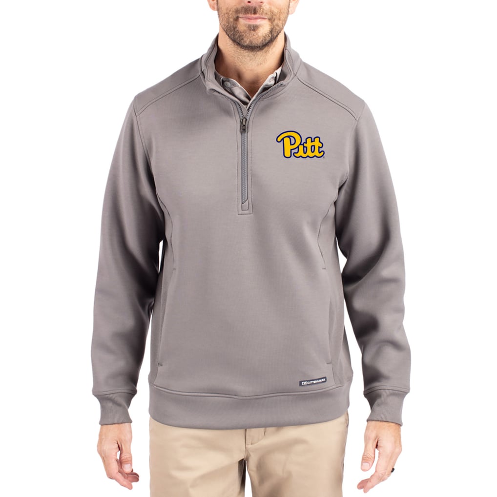  Pitt Panthers Cutter & Buck Roam Eco Recycled Quarter-Zip Pullover - Gray